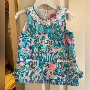 Lilly Pulitzer summertime dress with matching bloomers.
